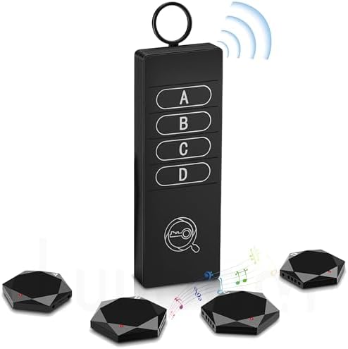 Key Finder 80DB+ Tracking Devices, Item Locator Tags with 164ft, Wireless Locator for Finding Wallet Phone Glasses Pet, 1 RF Transmitter & 4 Receivers