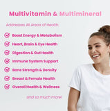 NutraChamps Women's Daily Multivitamin Supplement - Vegan Capsules with Biotin, Vitamins A B C D E K, Calcium, Zinc, Lutein, Magnesium - Premium Multimineral Multivitamin for Women