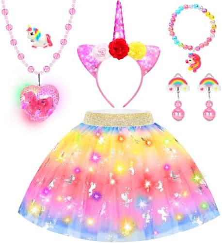 Princess Dress up Clothes for Girls 4-6, Easter Birthday Gifts for Kids, Light Up Toddler Toys for 3 4 Year Old Girls