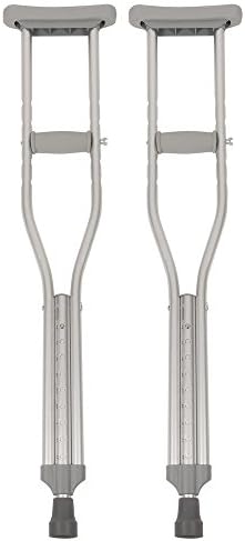 PCP Aluminum Crutches, Push Button Adjustable Height, Lightweight, 1 Pair, Junior Youth Size (4'6" to 5'2")