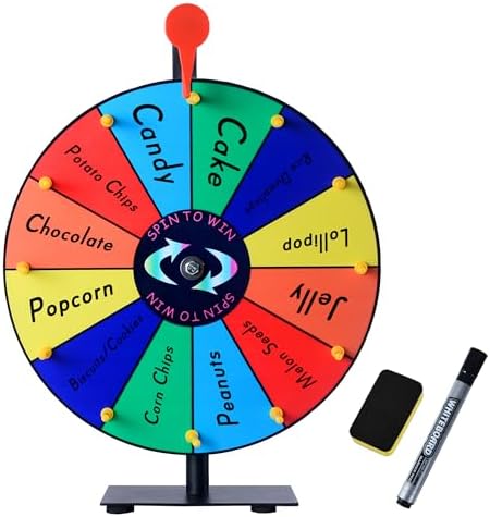 12 Slots Prize Wheel,12 Inch Prize Wheel Spinner with Stand and Heavy Duty Base,Spinning Wheel for Prizes,Spin The Wheel for Fortune Spinning Game Carnival & Engaging Home Parties,Tradeshow.