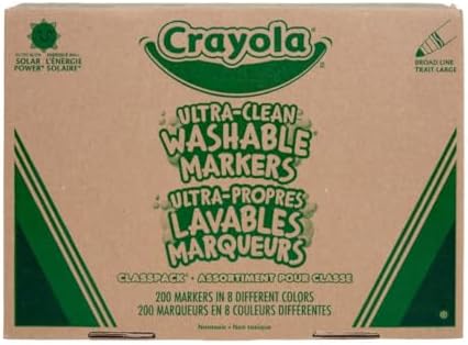 Crayola Broad Line Washable Markers - 200ct (8 Colors), Kids Bulk Classroom Markers, Back to School, Teacher Classroom Must Have