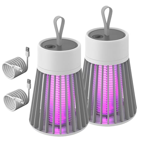 Mozz Guard 𝑴osquito 𝒁apper 2024, New Generation Portable Cordless Mozzguard 2.0 Enhanced Edition, USB Charing and Low Noise, Suitable for Indoor, Home Garden, Camping, Picnic (Gray 2PCS)