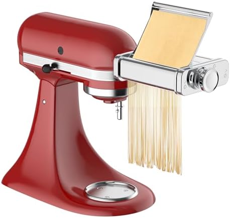 3-in-1 Pasta Attachment for KitchenAid Stand Mixer - Stainless Steel Pasta Maker includes Roller, Spaghetti & Fettuccine Cutters | Professional Pasta Accessories for Homemade Noodles & Italian Cuisine