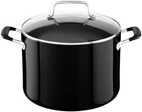 KitchenAid Aluminum Nonstick 8.0 quart Stockpot with Lid - Onyx Black, Medium
