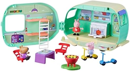 Peppa Pig Caravan Playset for Girls and Boys, 3 Figures, 6 Accessories, Preschool Toys, Kids Gifts, Ages 3+