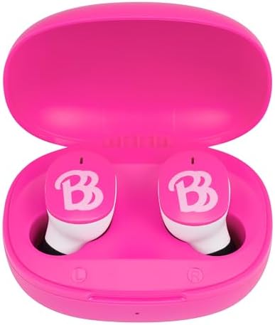 eKids Barbie Wireless Earbuds with Microphone, Bluetooth Earbuds with Charging Case for Ear Buds, Designed for School, Home, or Travel