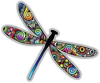 Dragonfly Sticker Decal Colorful Insect by Megan J Designs ™ Laptops Windows Cars Vinyl Sticker