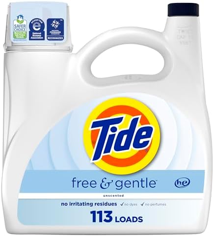Tide Free & Gentle Liquid Laundry Detergent, 113 Loads, 4.4 L, Tide Laundry Detergent, Clean Laundry Detergent