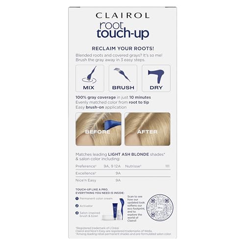 Clairol Root Touch-Up by Nice'n Easy Permanent Hair Dye, 9A Light Ash Blonde Hair Color, Pack of 2