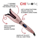 CHI Spin N Curl Special Edition Rose Gold Hair Curler 1". Ideal for Shoulder-Length Hair between 6-16” inches.