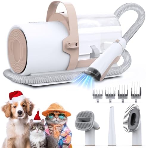 Dog Grooming Vacuum, Dog Hair Vacuum, 11000Pa Suction Power Dog Vacuum for Shedding Grooming, Pet Vacuum Grooming Kit with 4 Grooming Tools, Low Noise, 2.5L, Perfect for Pet Hair Grooming, PG50
