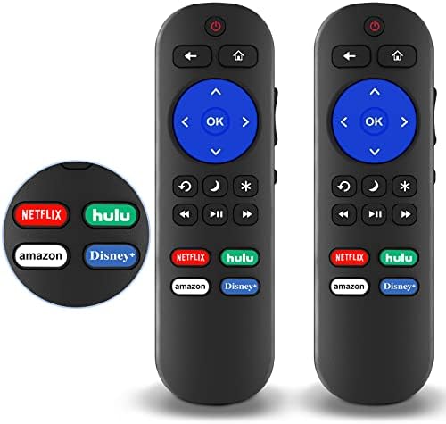 Pack of 2 Remote Compatible with Hisense Roku TV Remote with Netflix, Disney, Hulu, Amazon Buttons, Remote for 32 40 43 50 55 58 65 75 inch Hisense 4K UDH QLED LED HDR Smart Roku TV, No Setup Required
