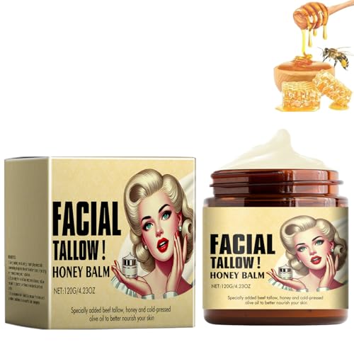 Beef Tallow for Skin Grass Fed Tallow and Honey Balm,Beef Tallow and Honey Balm,Grass Fed Grass Finished Organic Face Cream,Body Lotion and Lip Balm