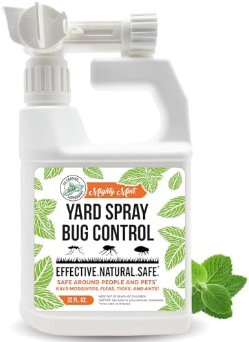 Mighty Mint 32oz Peppermint Bug Control Natural Lawn Yard Spray for Fleas, Ticks, Mosquitos, Ants, and Other Insects