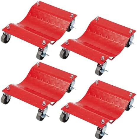 Heavy Duty Wheel Dolly Car, 6000 Lbs Wheel Dolly, 4 Piece Car Moving Dolly, Wheel Dolly Car Tire Stake Set or Tow or Vehicle Storage, Steel Tire Skates with Brakes Mover Dolly Trucks, Trailers, Motorc