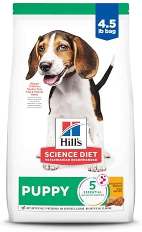 Hill's Science Diet Puppy, Puppy Premium Nutrition, Dry Dog Food, Chicken & Brown Rice, 4.5 lb Bag