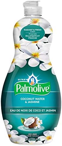 Palmolive Ultra Liquid Dish Soap | Soft Touch on Hands | Tough-on-Grease | Concentrated Formula | Coconut Water & Jasmine Scent - 20 Ounce Bottle (Pack of 4)