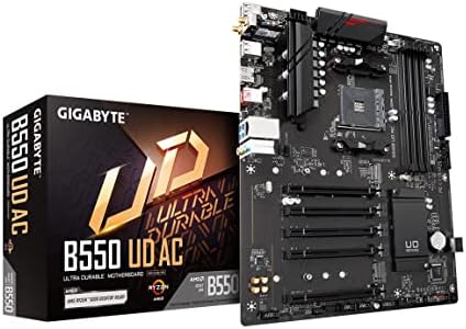 GIGABYTE B550 UD AC (AM4/ AMD/ B550/ ATX/Dual M.2/ SATA 6Gb/s/USB 3.2 Gen 2/ Intel 802.11a/b/g/n/ac/Realtek GbE LAN/PCIe 4.0/ Motherboard) (Renewed)