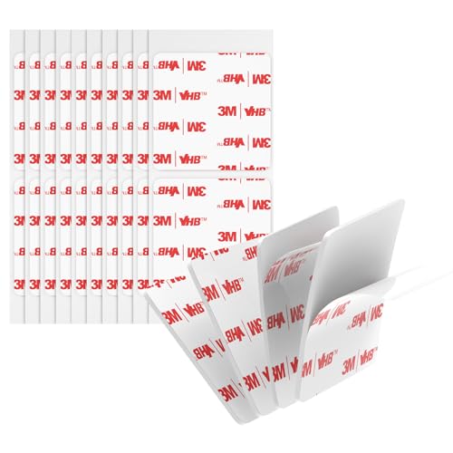 3M Double Sided Adhesive Pads Heavy Duty VHB 2" x 2" 0.025in Thick 20 PCS Square White 4930 Strong Adhesive Mounting Waterproof Foam Tape for Car Home Office Decor
