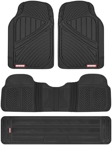 Motor Trend 3 Row Odorless Rubber Floor Mats & Liners for Car SUV Van, Durable Heavy Duty Polymerized Latex Full Interior Protection, Extra-High Ridgeline Design, Black, Model Number: MT-773-801-BK