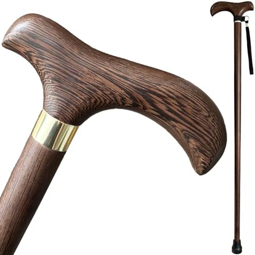 Handmade Wooden Walking Cane for Men Women Stylish Natural Wood Walking Sticks with Wrist Strap and Rubber Tips - 36 Inches