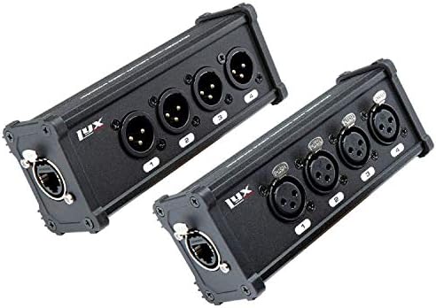 LyxPro 4 Channel 3 Pin Multi Network XLR Cable Breakout for Stage Sound Lighting and Recording Studio Male and Female to RJ45 Ethercon, Great for Sound Monitoring, Light Setup