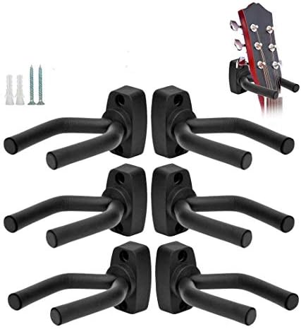 6 Pcs Guitar Hangers Keep Hook Holder Wall Mount for All Size Guitars, Bass, Mandolin, Banjo