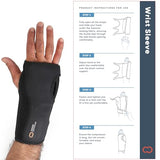 Copper Compression Night Time Wrist Brace - Copper Infused Carpal Tunnel Wrist Support Sleeve. Breathable, Comfortable Sleep Splint for Pain Relief, Arthritis, Tendonitis, RSI, Sprains. (Black)