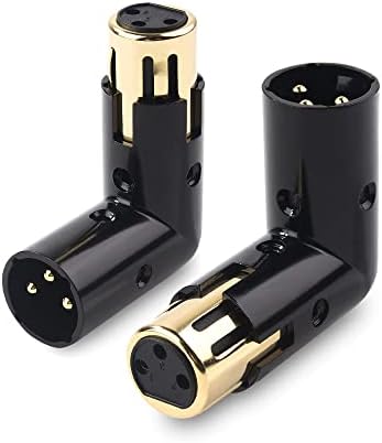 Cable Matters 2-Pack Adjustable Male to Female Right Angle XLR Adapter in Black (XLR 90 Degree Adapter)