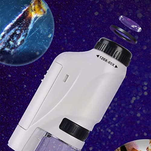Pocket Microscope With LED Lighted Stem Handheld Microscopes 60x-120x Portable Smartphone Connecting, White