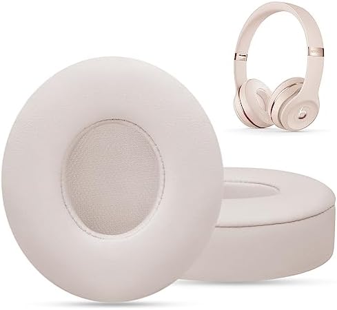 Ear Pads Replacement for Beats Solo 3 - GVOEARS Earpad Cushions Covers for Solo 2 Solo 3 Wired Wireless ON-Ear Headphones with Noise Isolation Memory Foam Protein Leather (Light Pink)