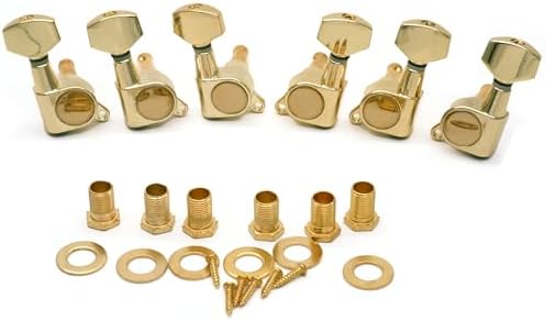 6 Pieces 3L3R Guitar tuner pegs,small Square Sealed guitar tuning pegs tuners machine heads,for Acoustic or Electric Guitar (Gold)