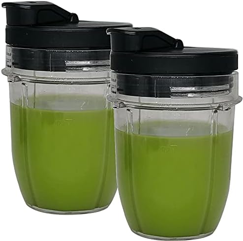 2 Replacement 350ML(12oz) Cup Mug Cups With Spout Lids, Compatible with Ninja Foodi Blender & Processor CO351B, SS100, SS101, SS101C, SS101TGT, SS300, SS300C, SS351, SS351C, SS351TGT，SS400, SS401