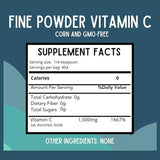 Revitalize Wellness Fine Powder Vitamin C as Ascorbic Acid | Pure, Sugar & GMO-Free | 1000 mg Vitamin C per Serving | 454 Servings per Bag