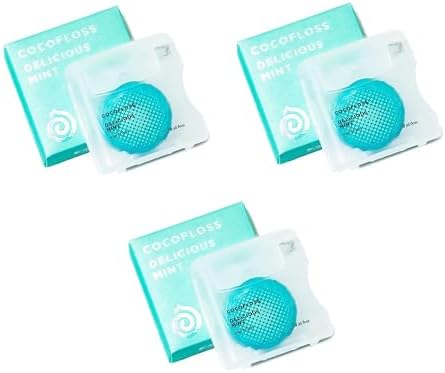 Cocofloss Woven Dental Floss, Dentist-Designed Oral Care, Mint, Waxed, Expanding, Vegan, Kid-Friendly String Floss with Coconut Oil, 3 Spools (33 yd Each)