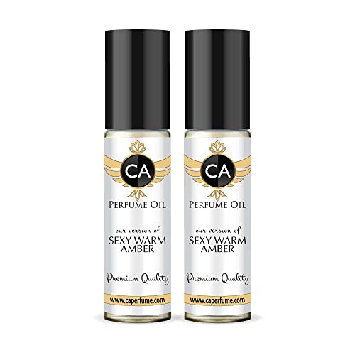 CA Perfume Impression of M. Kors Sexy Warm Amber For Women Replica Fragrance Body Oil Dupes Alcohol-Free Essential Aromatherapy Sample Travel Size Concentrated Long Lasting Roll-On 0.3 Fl Oz-X2