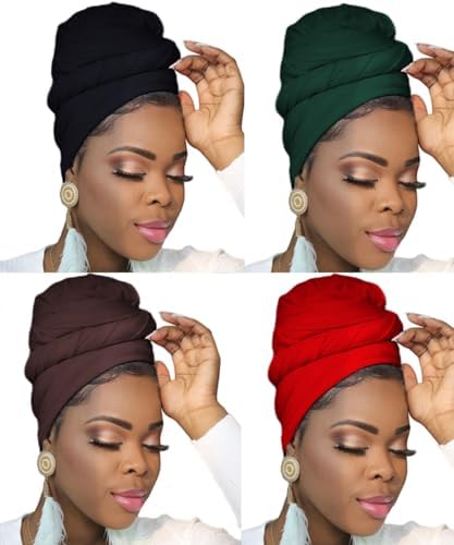 Turban Head Wraps for Black Women Hair Wraps Stretch Soft Jersey Hijab Scarf Headwraps Headband
