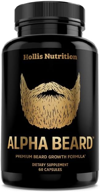 Alpha Beard Growth Vitamins | Biotin 10K MCG, Collagen, Keratin, Hyaluronic Acid, B-Complex, OptiMSM®, BioPerine® | Beard and Hair Growth Supplement for Men | Regrow Stronger, Healthier Facial Hair