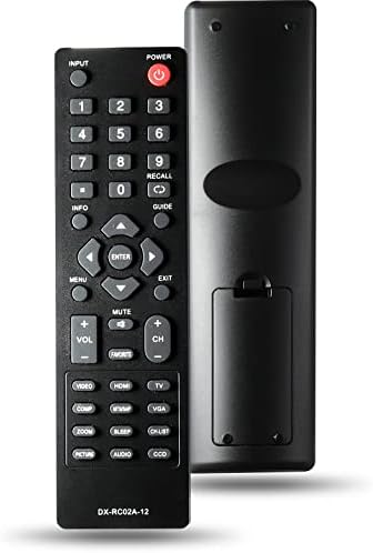 DX-RC02A-12 Universal Remote Control Compatible with All Dynex TV, Include LCD LED HDTV TVs