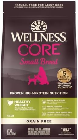 Wellness CORE Natural Grain Free Dry Dog Food, Small Breed Healthy Weight, 4-Pound Bag