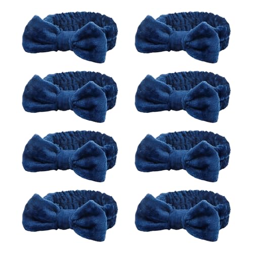 Semato Bachelorette Party Favor Set Bride Spa Headband Bride Headband and Bridesmaid Headband Skincare Headbands for Women Cute Bow Head Bands Party Supplies (navy blue)