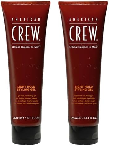 AMERICAN CREW Men's Hair Gel, Light Hold, Non-Flaking Styling Gel, 13.1 Fl Oz (Pack of 2)