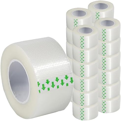 Clear Transparent Medical Adhesive Tape [Pack of Rolls 24] Clear Surgical First Aid Bandage with Gentle Adhesion for Wound Dressing Care - 1 inch x 10 Yds Breathable, Latex Free , Microporous (24)