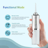 Water Dental Flosser Oral Irrigator with 3 Modes Cordless Water Teeth Cleaner Pick 4 Tips, IPX7 Waterproof Rechargeable Portable Powerful Battery for Travel & Home Braces & Bridges Care