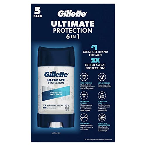 Gillette Ultimate Protection 6-in-1 Antiperspirant, 3.8 Ounce (Pack of 5)