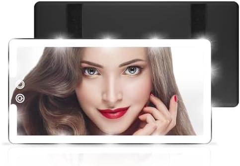 Led Car Sun Visor Vanity Mirror, Upgraded Car Mirror with Lights,Large Dimmable Light up Vanity Makeup Mirror for Car,Rechargeable Universal Rear View Mirror for Car Visor