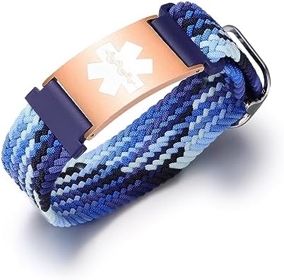 Personalized Sport Medical Alert Bracelets for Women Men - Custom Medical ID Bracelets with Free Engraving - Hook and Loop/Elastic/Stainless Steel/Silicone Watch Wristband Emergency Bracelet