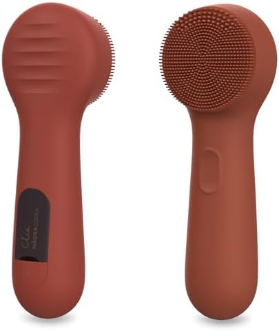 Silicone Face Scrubber, NågraCoola CLIE 2.0 Facial Cleansing Brush, Rechargeable, Waterproof Face Scrub Brush for Cleansing, Exfoliating, Massaging, Electric Facial Exfoliator for Women and Men-Russet