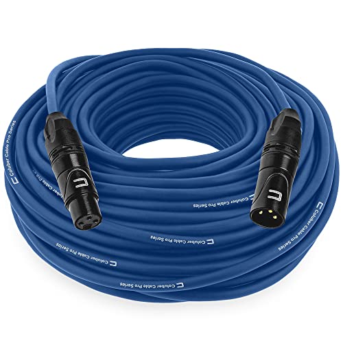 Balanced XLR Cable Male to Female - 50 Feet Blue - Pro 3-Pin Microphone Connector for Powered Speakers, Audio Interface or Mixer for Live Performance & Recording